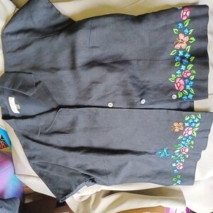 Trousers Etc. Vintage,Floral Embroidered bottom cap sleeve blazer size 12, black